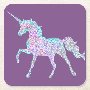 Dessous-de-verre Carré En Papier Dessous de verre de l'Unicorne mauve