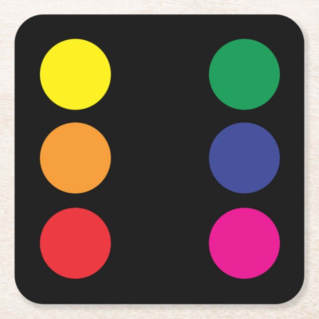 Dessous-de-verre Carré En Papier Dessous de verre de matrices d'arc-en-ciel (Devant)