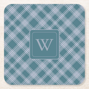 Dessous-de-verre Carré En Papier Dessous de verre de Motif Cyan Plaid Mudu