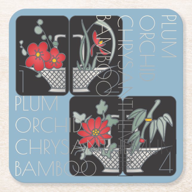 Dessous-de-verre Carré En Papier Dessous de verre de panier Mah Jongg (Devant)