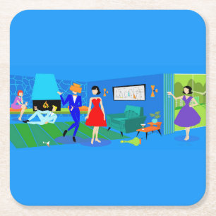 Dessous-de-verre Carré En Papier Dessous de verre de papier à cocktails Atomic Pal