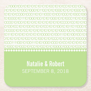 Dessous-de-verre Carré En Papier Dessous de verre de papier à code binaire Geek ver