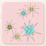 Dessous-de-verre Carré En Papier Dessous de verre de papier atomiques iconiques<br><div class="desc">Ce motif de papier atomique iconique rose de dessous de verre de Starbursts comporte les starbursts atomiques iconiques. C'est exact ! La vieille école, la première Madame Pink a coloré l'arrière - plan avec des taches d'or est le contexte parfait pour la turquoise vibrante, le céleri calmant, et les cercles...</div>