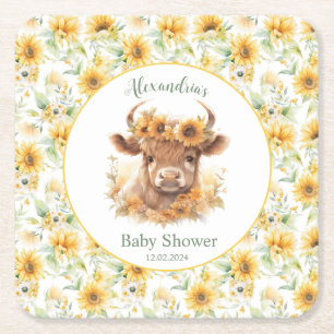 Dessous-de-verre Carré En Papier Dessous de verre de papier Baby shower Sunflowers