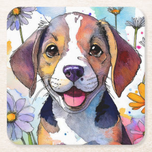 Dessous-de-verre Carré En Papier Dessous de verre de papier chien beagle