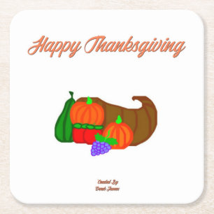 Dessous-de-verre Carré En Papier Dessous de verre de papier de Cornucopia Thanksgiv