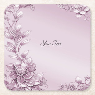 Dessous-de-verre Carré En Papier Dessous de verre de papier de feuillage rose