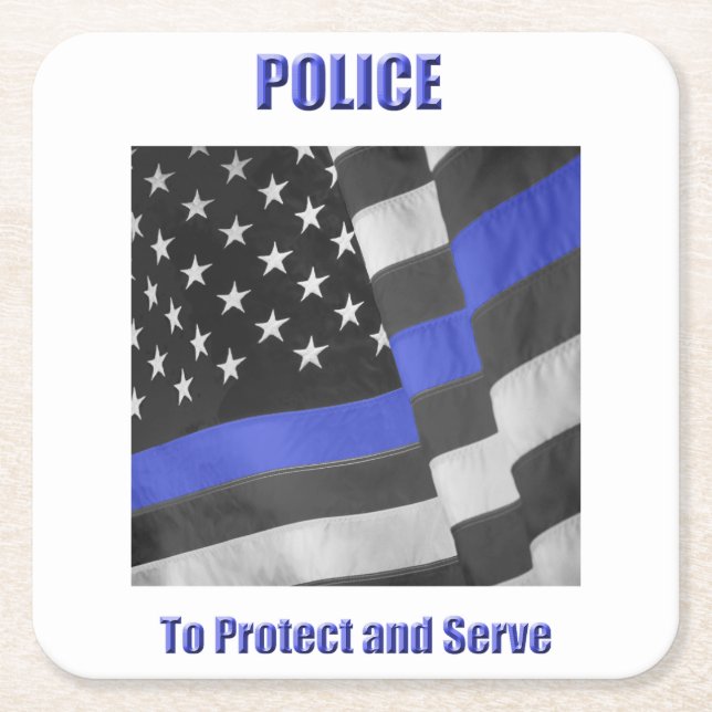 Dessous-de-verre Carré En Papier Dessous de verre de papier de police (Devant)