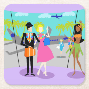 Dessous-de-verre Carré En Papier Dessous de verre de papier de vacances Tropical Re