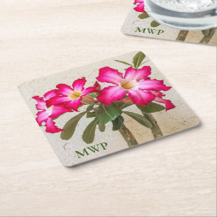 Dessous-de-verre Carré En Papier Dessous de verre de papier Fleurs Roses du désert