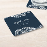 Dessous-de-verre Carré En Papier Dessous de verre de papier Mariage de pieuvre mari<br><div class="desc">Nos dessous de verre à thème de pieuvres nautiques sont parfaits pour les anniversaires,  les mariages ou juste pour le plaisir! Objets correspondants disponibles dans la collection 'Navy Nautical Octopus' dans le magasin SpectraArt Studio Zazzle.</div>
