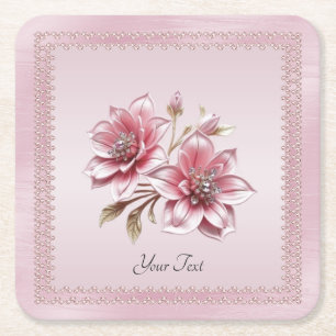 Dessous-de-verre Carré En Papier Dessous de verre de papier moderne rose Fleurs