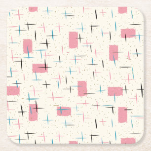 Dessous-de-verre Carré En Papier Dessous de verre de papier Motif rétro atomique r
