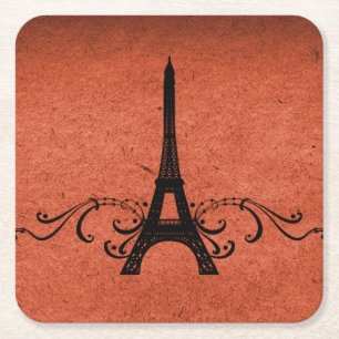 Dessous-de-verre Carré En Papier Dessous de verre de papier orange Vintage