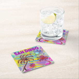 Dessous-de-verre Carré En Papier Dessous de verre de San Diego Happy et Hope