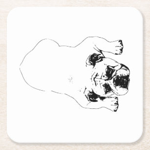 Dessous-de-verre Carré En Papier Dessous de verre de table de cheer Bulldog