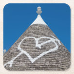 Dessous-de-verre Carré En Papier Dessous de verre de toit de maison de Trulli<br><div class="desc">Dessous de verre avec un plan rapproché du toit de tuile en pierre d'une maison traditionnelle de trulli dans Alberobello,  Puglia en Italie.</div>