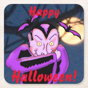 Dessous-de-verre Carré En Papier Dessous de verre d'Halloween Vampire