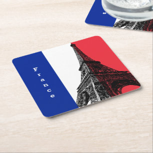Dessous-de-verre Carré En Papier Dessous de verre du drapeau français, Tour Eiffel,