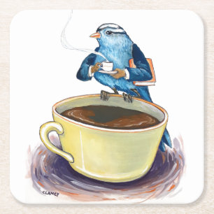 Dessous-de-verre Carré En Papier Dessous de verre du tweet de café du matin