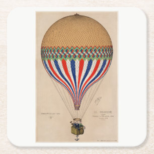 Dessous-de-verre Carré En Papier Dessous-de-verre en papier: BALLON D'AIR CHAUD vin