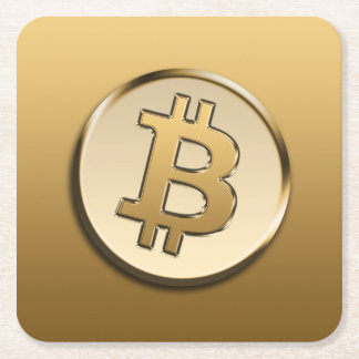 Dessous-de-verre Carré En Papier Dessous de verre en papier Bitcoin doré - carré