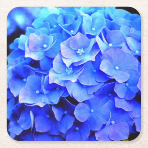 Dessous-de-verre Carré En Papier Dessous de verre en papier blues Hydrangea
