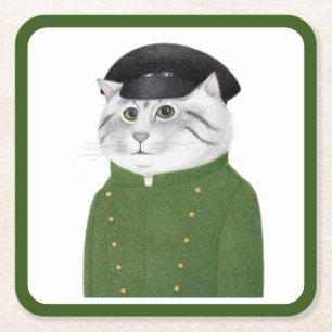 Dessous-de-verre Carré En Papier DESSOUS DE VERRE en papier Carré CHAUFFEUR CAT