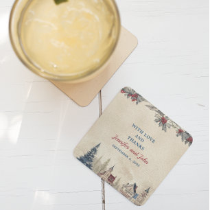 Dessous-de-verre Carré En Papier Dessous de verre en papier Carré de mariage d'hive