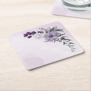 Dessous-de-verre Carré En Papier dessous de verre en papier carré fleurs blanches v