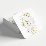 Dessous-de-verre Carré En Papier Dessous de verre en papier Carré Mariage botanique<br><div class="desc">Ces Dessous de verre en papier Carré de la collection Grayson sont ornés de fleurs dessinées à la main dans des tons d'ivoire, de vert sauge et d'or entourant les initiales du couple. Personnalisez-le avec vos détails facilement et rapidement. Appuyez simplement sur le bouton "customiser" pour réorganiser et formater le...</div>