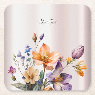 Dessous-de-verre Carré En Papier Dessous de verre en papier coloré à fleurs de prin