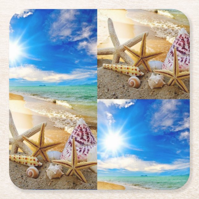 Dessous-de-verre Carré En Papier Dessous de verre en papier coquillages (Devant)