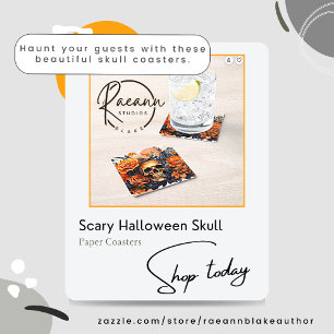Dessous-de-verre Carré En Papier Dessous de verre en papier de crâne d'Halloween ef
