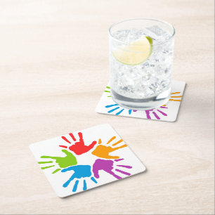 Dessous-de-verre Carré En Papier Dessous de verre en papier de la main colorée