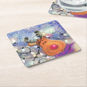 Dessous-de-verre Carré En Papier Dessous de verre en papier de Noël avec Rindeer he