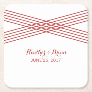 Dessous-de-verre Carré En Papier Dessous de verre en papier déco moderne rouge