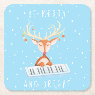Dessous-de-verre Carré En Papier Dessous de verre en papier d'un renne de Noël