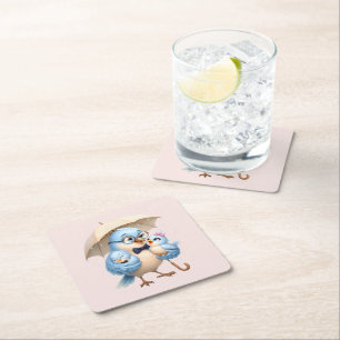 Dessous-de-verre Carré En Papier Dessous de verre en papier Famille d'oiseaux migno