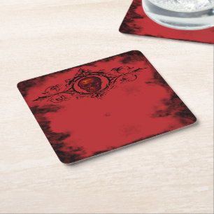 Dessous-de-verre Carré En Papier Dessous de verre en papier gothique rouge crâne