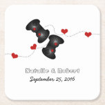 Dessous-de-verre Carré En Papier Dessous de verre en papier Mariage Geeky Gamers Da<br><div class="desc">Vous et votre lien bien-aimé avez-vous parlé de votre amour partagé pour le jeu vidéo ? Ces charmants Dessous de verre en papier Mariage Geeky Gamers sont parfaits pour vous ! Doté d'une paire de contrôleurs de jeux vidéo noirs avec des boutons rouges reliés par des points et des coeurs,...</div>