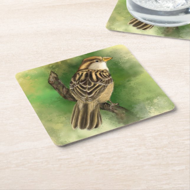 Dessous-de-verre Carré En Papier Dessous de verre en papier mignet pour oiseaux (Incliné)