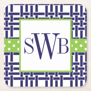 Dessous-de-verre Carré En Papier Dessous de verre en papier monogramme Bambou et Gr