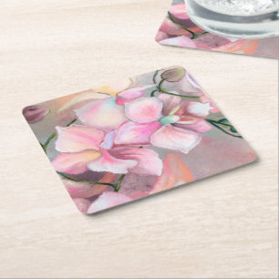 Dessous-de-verre Carré En Papier Dessous de verre en papier orchidée rose