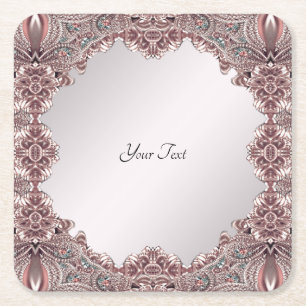 Dessous-de-verre Carré En Papier Dessous de verre en papier ornemental rose