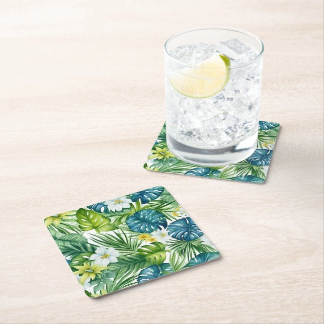 Dessous-de-verre Carré En Papier Dessous de verre en papier Palmes tropicales (En situation)