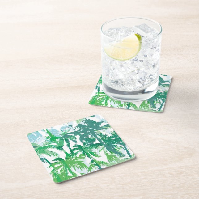 Dessous-de-verre Carré En Papier Dessous de verre en papier Palmes tropicales (En situation)