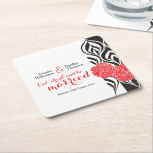 Dessous-de-verre Carré En Papier dessous de verre en papier peint rouge mariage mod