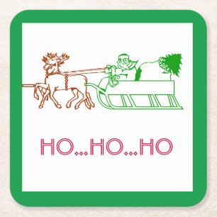 Dessous-de-verre Carré En Papier Dessous de verre en papier - Père Noël et Reindeer