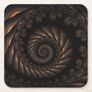 Dessous-de-verre Carré En Papier Dessous de verre en spirale noirs de fractale